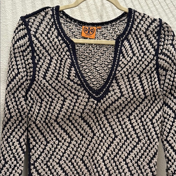 Tory Burch Blue and Cream Women's Sweater - Picture 5 of 5